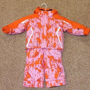 Pink and orange girl's snow jacket and pants by Spyder